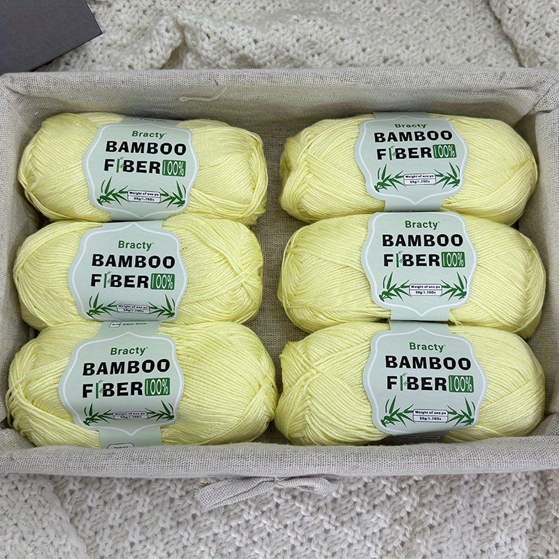 6pcs, 300g high-quality bamboo fiber yarn, summer knitting, cool and breathable, suitable for: DIY enthusiasts, bags, shawls, cushion weaving
