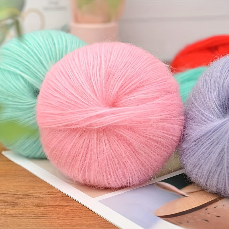 250g Large Bag of Long Wool Yarn, Soft and Light Beige-Friendly DIY Knitting Yarn, Non-Pilling, Suitable for Spring, Summer, Autumn Hollow-Out Fashion Sweaters and Shawls, 45% Cashmere, 40% Wool, 15% Acrylic, 1pc = 10 Balls =