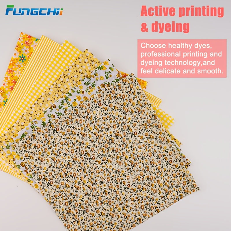 6pcs 19.9"x19.9"(50.5*50.5cm) Quilting Cotton Squares Sheets Pre-Cut Multi-Color Design Printed Floral Craft Fabric for DIY Sewing Scrapbooking Quilting Craft Patchwork (Yellow)