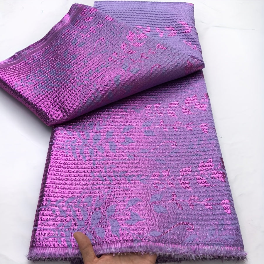 1pc 5 yards African Jacquard Lace Fabric 2025 Latest Design Nigerian Jacquard Gilded Lace Fabric, Suitable for Women'S Wedding Dresses