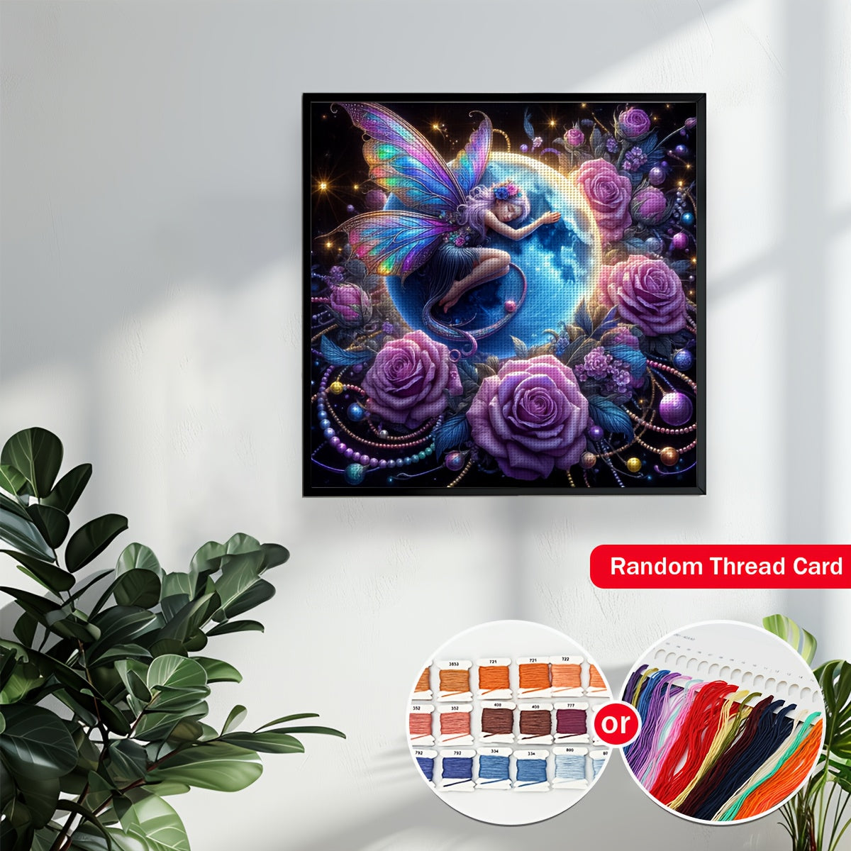 ZUOANLF 1set 50x50cm/19.7x19.7Inch DIY Cross Stitch Kit Frameless, Cute elf, stamped cross stitch kits, Embroidery Set for Home Decor, Includes Patterned Fabric & Threads, Perfect for Living Room Entrance or Bedroom Decoratio