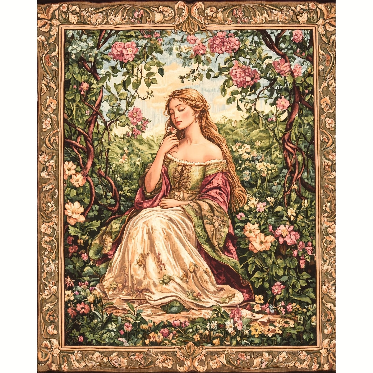 ZUOANLF 1set 40x50cm/15.7x19.7Inch DIY Cross Stitch Kit Frameless, Beautiful woman, stamped cross stitch kits, Embroidery Set for Home Decor, Includes Patterned Fabric & Threads, Perfect for Living Room Entrance or Bedroom De