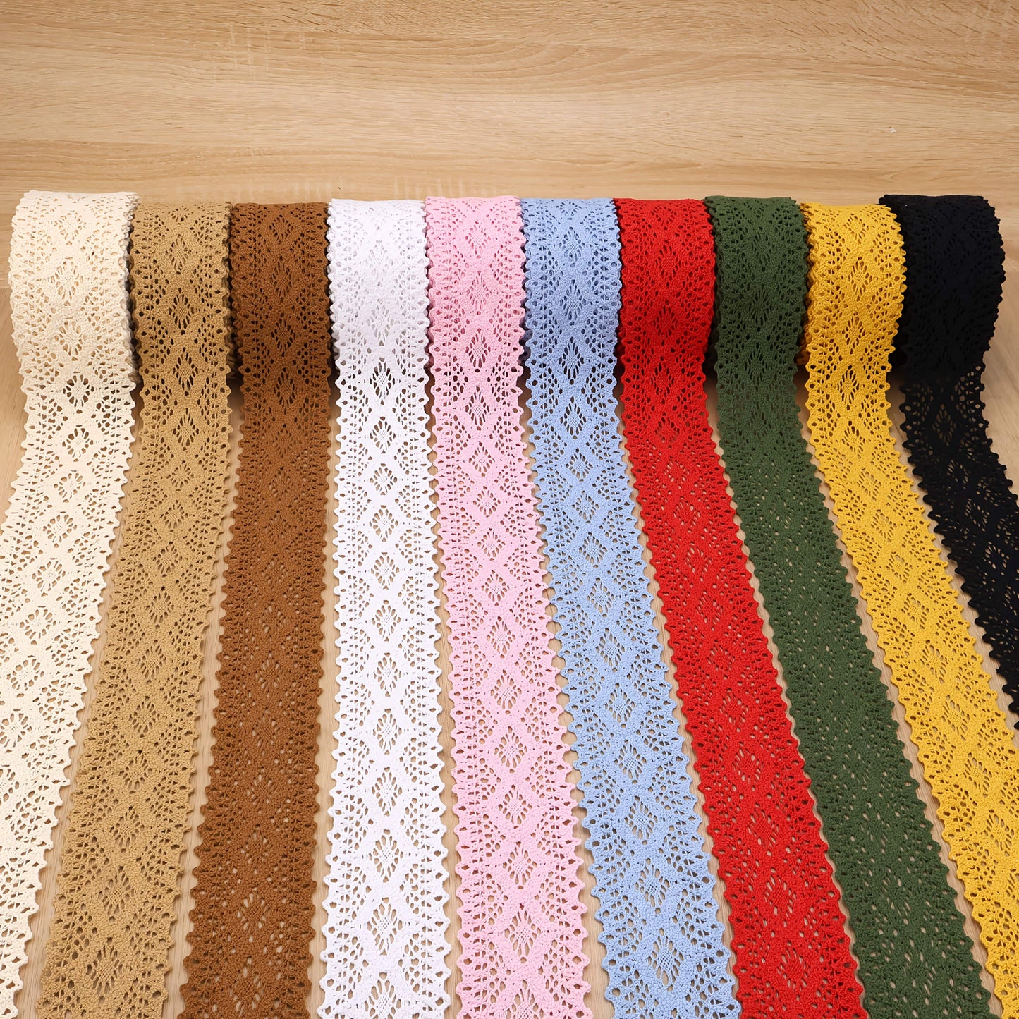 8 Yards of Colorful Eyelet Lace Ribbon - Cotton Crochet Trim for Junk Journaling, Crafts, and Sewing Projects, Craft Lace Trim | Vibrant Lace Ribbon | Durable Craft Material, Lace Fabric
