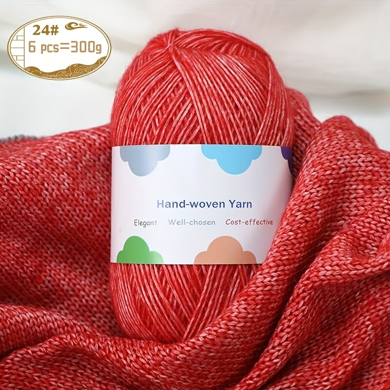 Vibrant Bamboo Fiber Yarn for Crafting, Knitting Fashion Sweaters, Scarves, Hats, Shawls, Coats, Hollow-Out Coats, and Apparel Accessories - 15% Bamboo Fiber, 85% - 1 Bag = 6 Skeins = 300g, Handmade Accessories, Diy Clothing,