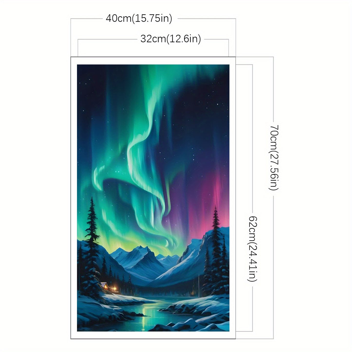 Stamped Cross Stitch Kits for Adults, Aurora Embroidery Kits for Beginners, 11CT Patterns, Counted Embroidery Needlepoint Kits Home Decor, 15.7 x 27.5 inch