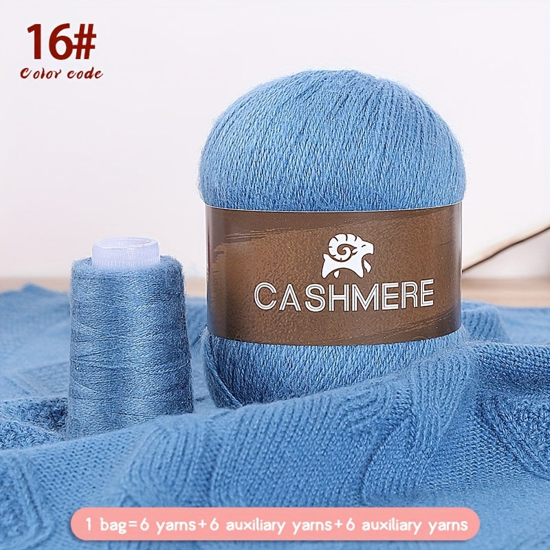 6Pairs Cashmere 100. Yarn, Soft Warm Yarn for DIY Crocheting And Knitting Hat, Scarf Total 300G+120G