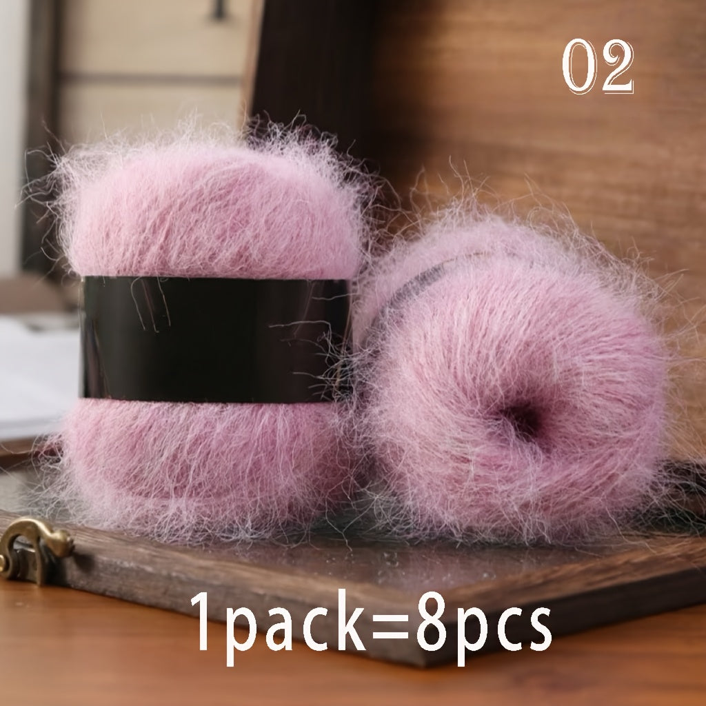 8pcs Luxury Alpaca & Yarn, Soft Fluffy Cloud Fiber Blend for Knitting and Crochet, Fashion Sweaters, Cardigans, Scarves, Hats, Shawls, Tops, Coats, Alpaca,