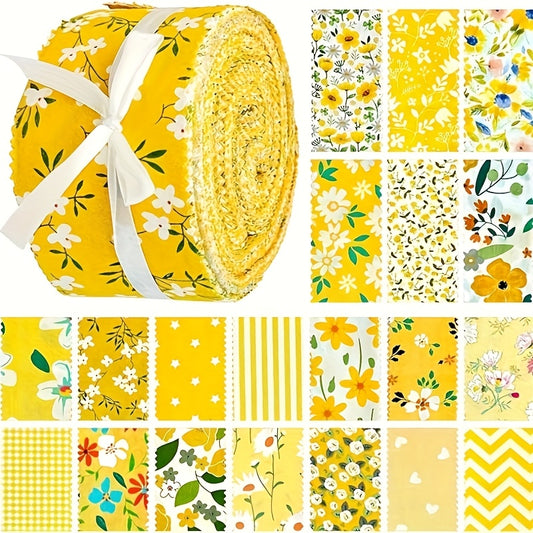 80 Pre-Cut Jelly Roll Strips - Blue Floral Printed Cotton Quilt Fabric with 20 Unique Patterns, 2.5x2 Inch Wide (10cm) Pre-Sliced for Quilting, Making, DIY Crafts, Patchwork Borders & Bedspread Binding - Hand Wash Only