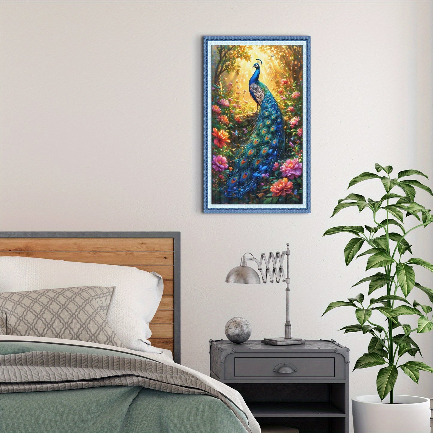 Stamped Cross Stitch Kits for Adults, Peacock Embroidery Kits for Beginners, 11CT Patterns, Counted Embroidery Needlepoint Kits Home Decor, 15.7 x 27.5 inch