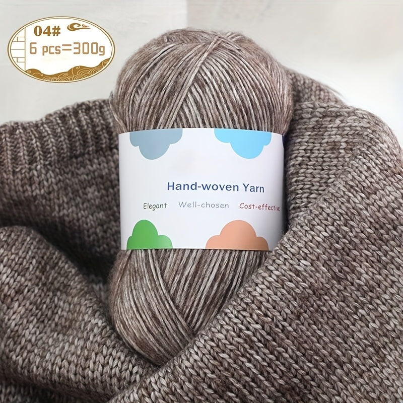 Vibrant Bamboo Fiber Yarn for Crafting, Knitting Fashion Sweaters, Scarves, Hats, Shawls, Coats, Hollow-Out Coats, and Apparel Accessories - 15% Bamboo Fiber, 85% - 1 Bag = 6 Skeins = 300g, Handmade Accessories, Diy Clothing,