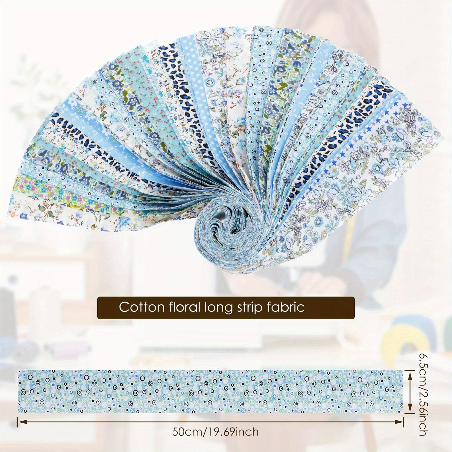 38pcs Pre-Cut Cotton Quilt Strips 19.69"x2.56" - 20 Assorted Floral Designs, Bright Jelly Fabric Rolls for Quilting, Crafts, Holiday DIY | Hand Washable & High-Quality Material, Quilting Fabric, Sewing Projects, Vibrant Print