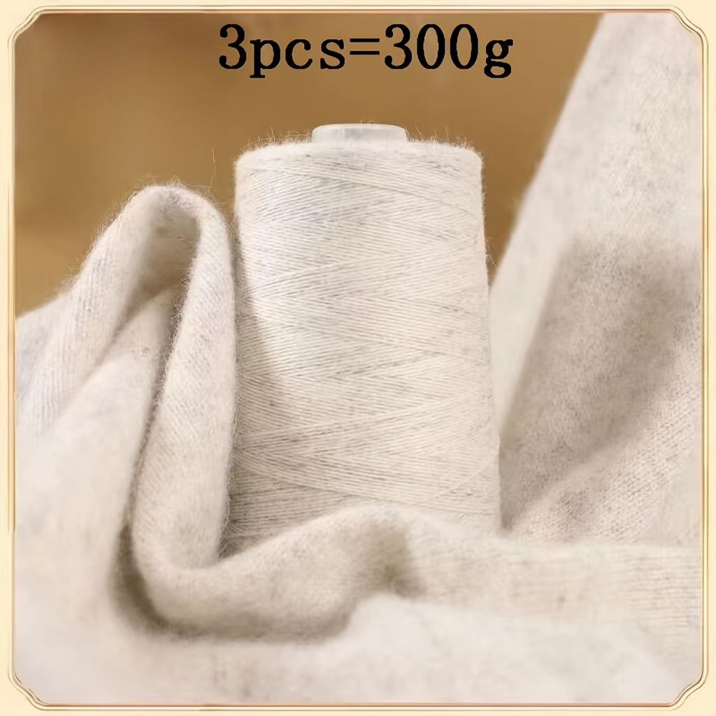 3pcs 300g 100% Cashmere Yarn - Ultra-Soft & Warm Lightweight Skeins for Knitting Hats, Scarves, Sweaters, Gloves - Luxury Craft Yarn in, Coffee, Gray, Brick Red, Beige, Blush, Navy, Camel, Chunky Yarn, Winter Craft Supplies,