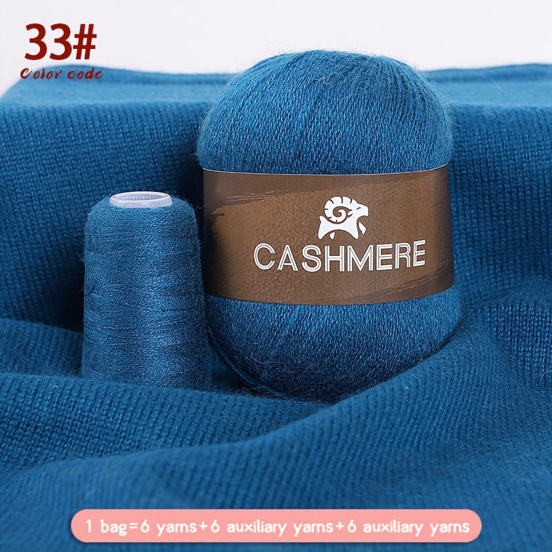 6Pairs Cashmere 100. Yarn, Soft Warm Yarn for DIY Crocheting And Knitting Hat, Scarf Total 300G+120G