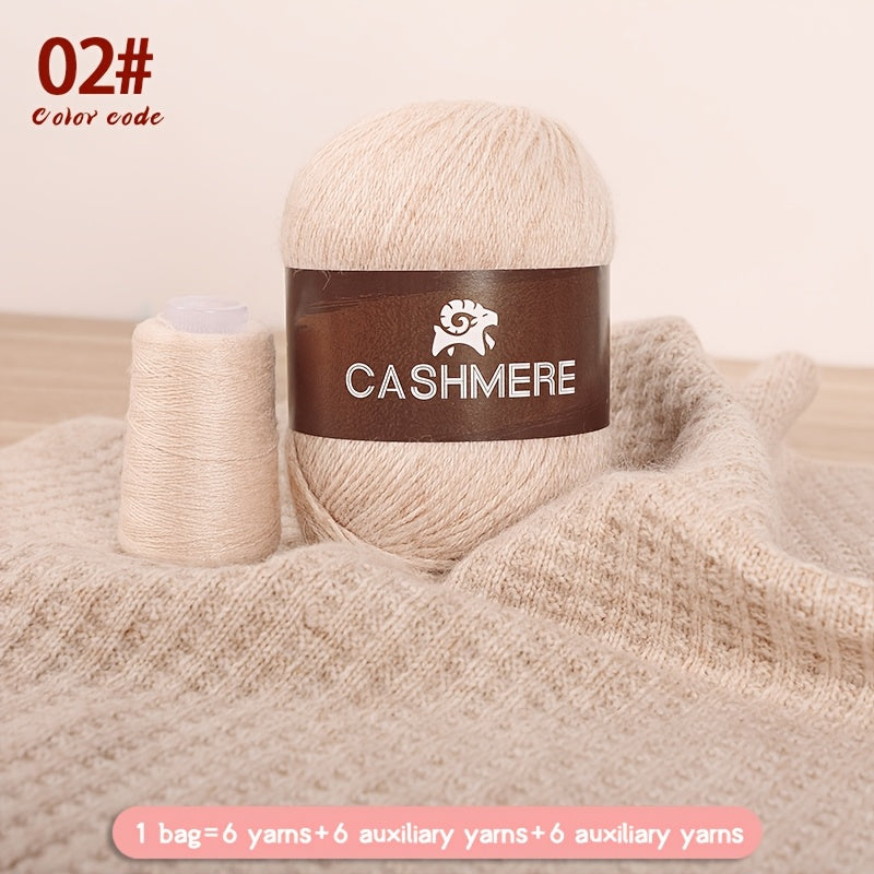 6Pairs Cashmere 100. Yarn, Soft Warm Yarn for DIY Crocheting And Knitting Hat, Scarf Total 300G+120G
