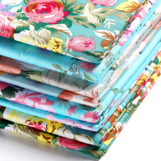 22pcs Vintage Floral Cotton Fabric - 9.84x9.84inch Wide Precut Printed Quilting Fabric with Rose Flowers, Pastel Pink, Green, Yellow, Orange, Red, - Romantic Sewing Craft, Quilting Projects, Sewing Projects, Floral Pattern, D