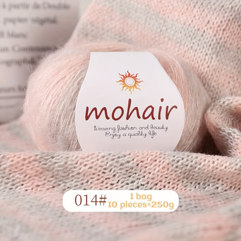 10 Skeins, 250g Each - Colorful Marled & Blend Yarn, Self-Striping Pattern for Knitting, Crochet, Scarves, Hats, Shawls, Crafting Yarn|Multicolor Fiber|Soft Texture Yarn