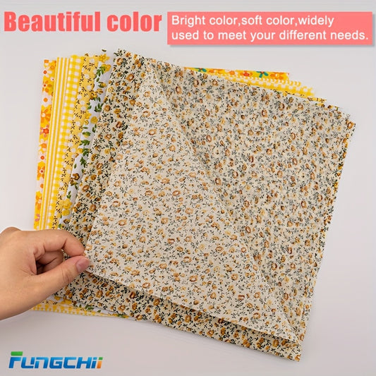 6pcs 19.9"x19.9"(50.5*50.5cm) Quilting Cotton Squares Sheets Pre-Cut Multi-Color Design Printed Floral Craft Fabric for DIY Sewing Scrapbooking Quilting Craft Patchwork (Yellow)