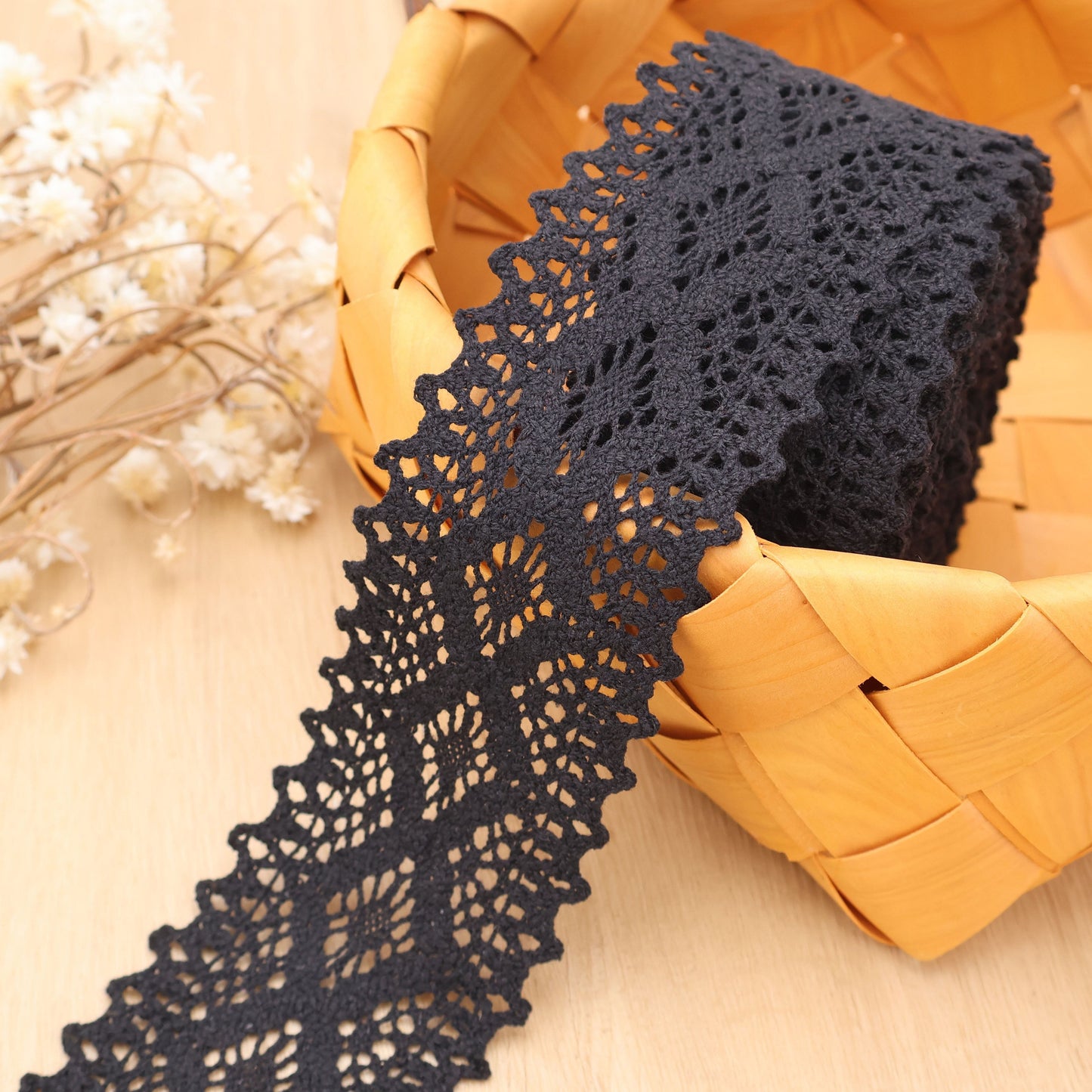 8 Yards of Colorful Eyelet Lace Ribbon - Cotton Crochet Trim for Junk Journaling, Crafts, and Sewing Projects, Craft Lace Trim | Vibrant Lace Ribbon | Durable Craft Material, Lace Fabric