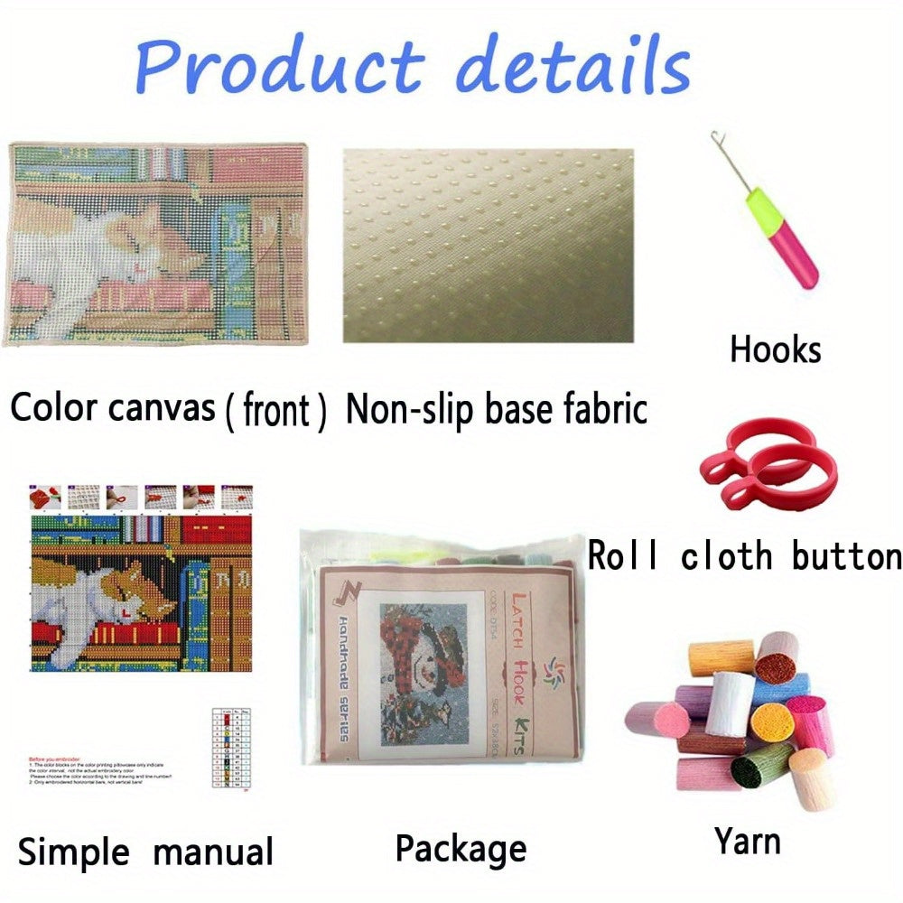 ShangGan Latch Hook Rug Kit - DIY Handmade Carpet - Tapestry Embroidery Kit for Door Mat - Latch Hook Rug Making Kit