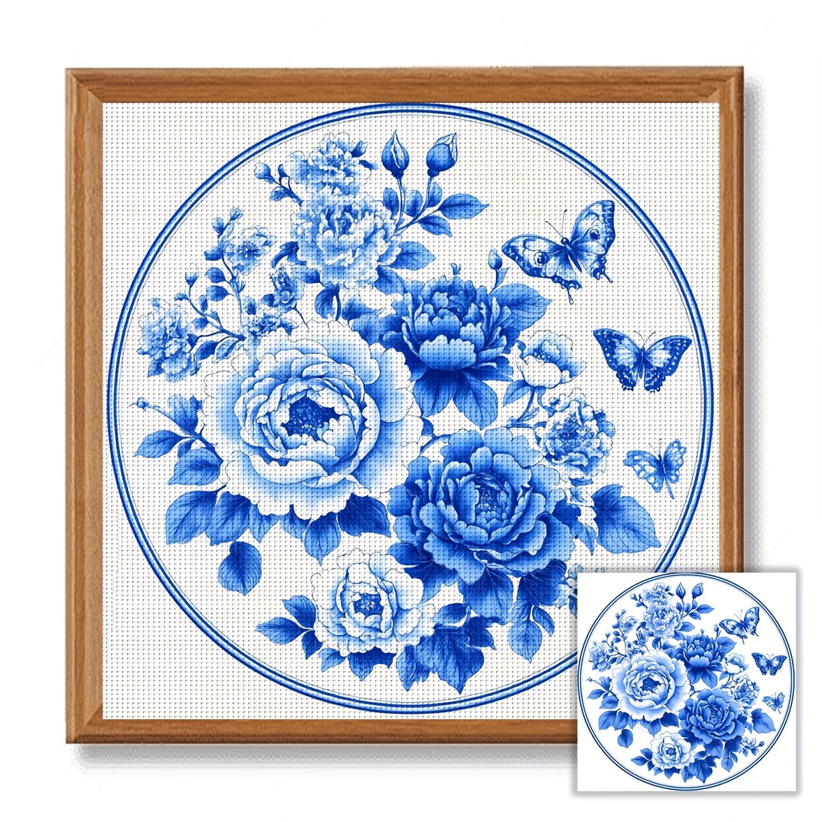 ZUOANLF 1set 40x40cm/15.7x15.7Inch DIY Cross Stitch Kit Frameless, Beautiful flowers, tamped cross stitch kits, Embroidery Set for Home Decor, Includes Patterned Fabric & Threads, Perfect for Living Room Entrance or Bedroom D