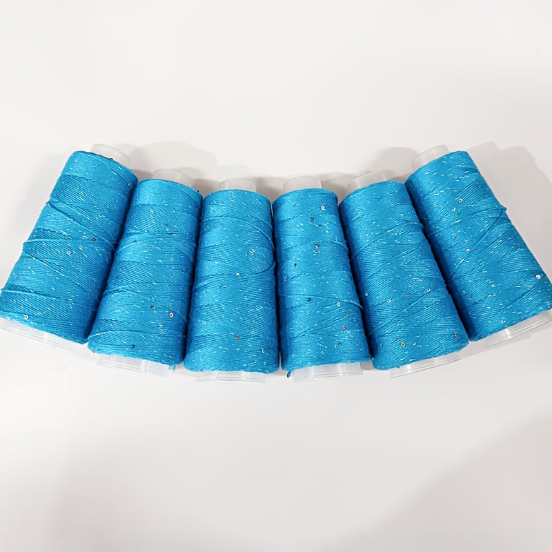 6pcs of Sequined Lace Yarn, Soft And Breathable, Suitable for Knitting And Crocheting Sweaters, Hats, Coats, Available in Various Colors, 10.58 oz.