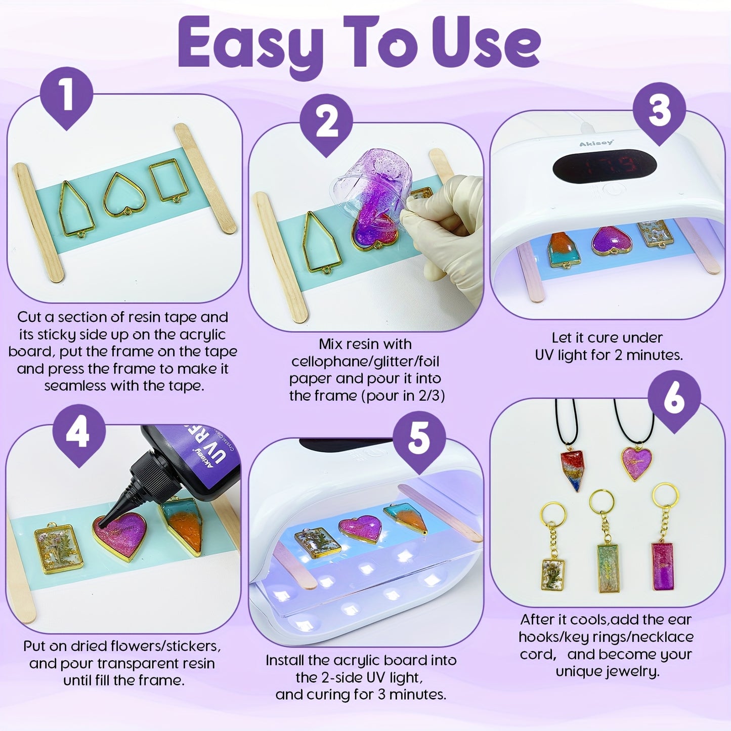 Jewelry Making Kit - Highly Clear Resin With Upgraded Lamp, Resin Accessories For Keychains, Jewelry