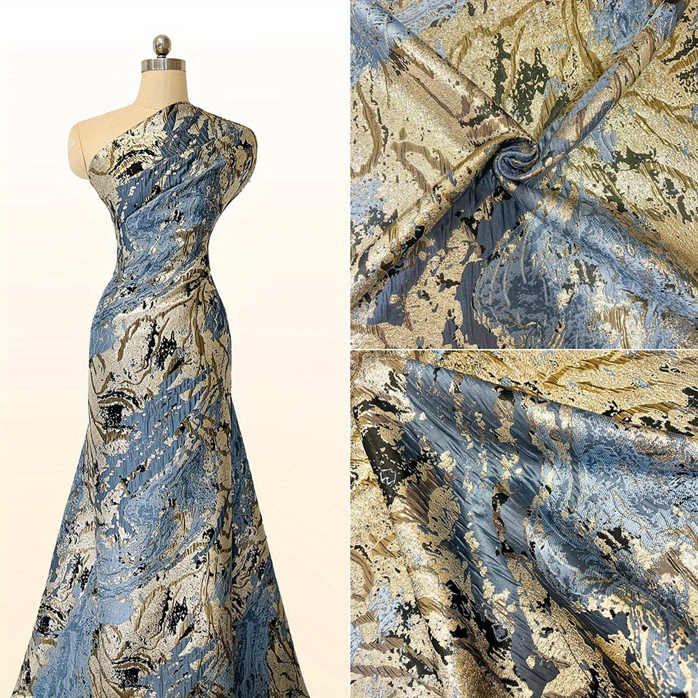 1pc 5-Yard African Jacquard Lace Fabric, Latest Design French Nigerian Gold Plated-Plated Lace for Women's Wedding Dress Sewing