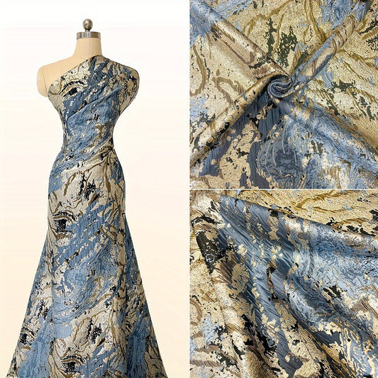 1pc 5-Yard African Jacquard Lace Fabric, Latest Design French Nigerian Gold Plated-Plated Lace for Women's Wedding Dress Sewing