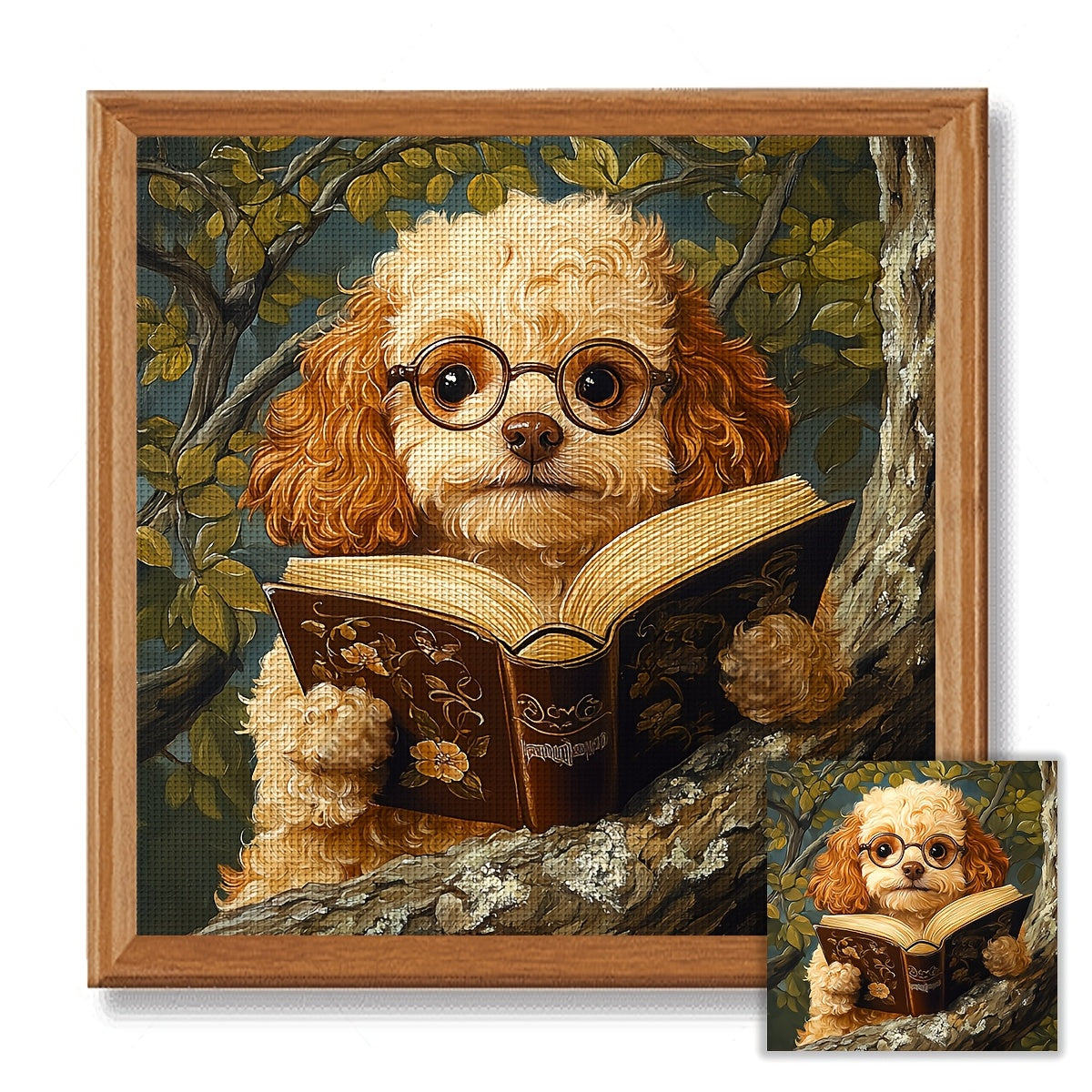 JOZYSH 1set 40x40cm/15.7x15.7Inch DIY Cross Stitch Kit Frameless, Cute dog, stamped cross stitch kits, Embroidery Set for Home Decor, Includes Patterned Fabric & Threads, Perfect for Living Room Entrance or Bedroom Decoration