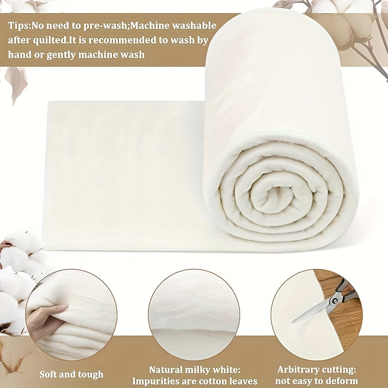 Large Hand-Sewn 100% Cotton Quilt 86.6"x94.4" (Queen/King Size) - All-Season Lightweight Bedspread, Soft Fluffy Bed Cover for DIY Crafting, Bedmaking (No Chemicals) - Ideal for Handicrafters & Bedding