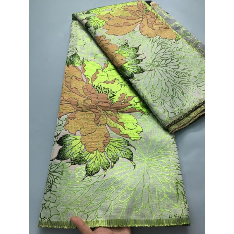 1 Roll/5 Yards African Lace Fabric French Jacquard Brocade with Golden Embroidery & gilding - Wide Width (39-47in) Luxury Wedding Dress Fabric, Multicolor (21+ Colors) Base for Evening Gowns, Bridal Attire, Skirts & Shawls -