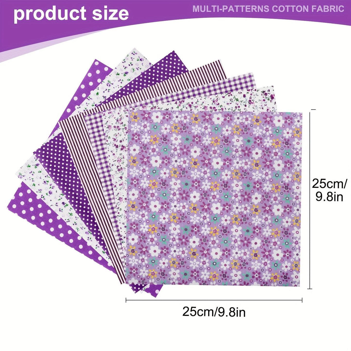 70pcs Precut Fabric Bundle - 9.8x9.8" Square Crafting Fabrics - Pre-Cut for Quilting, Crafts, Blankets, Bags, Clothing - Soft Cotton Material - Ideal for Beginners & Experienced Crafters