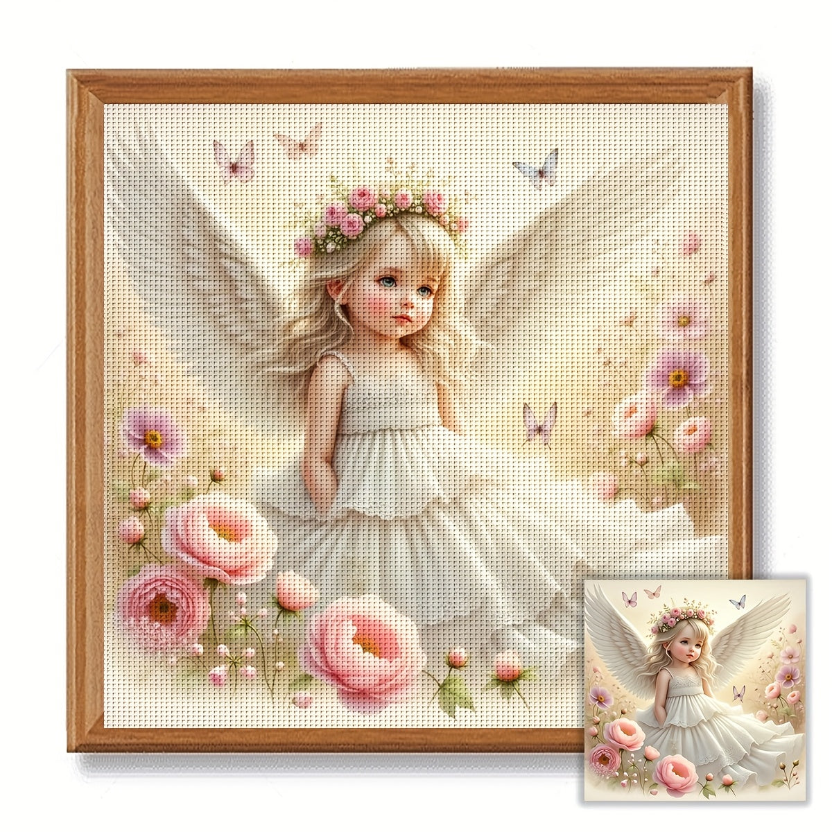 ZUOANLF 1set 40x40cm/15.7x15.7Inch DIY Cross Stitch Kit Frameless, tamped cross stitch kits, Embroidery Set for Home Decor, Includes Patterned Fabric & Threads, Perfect for Living Room Entrance or Bedroom Decoration and a Bea