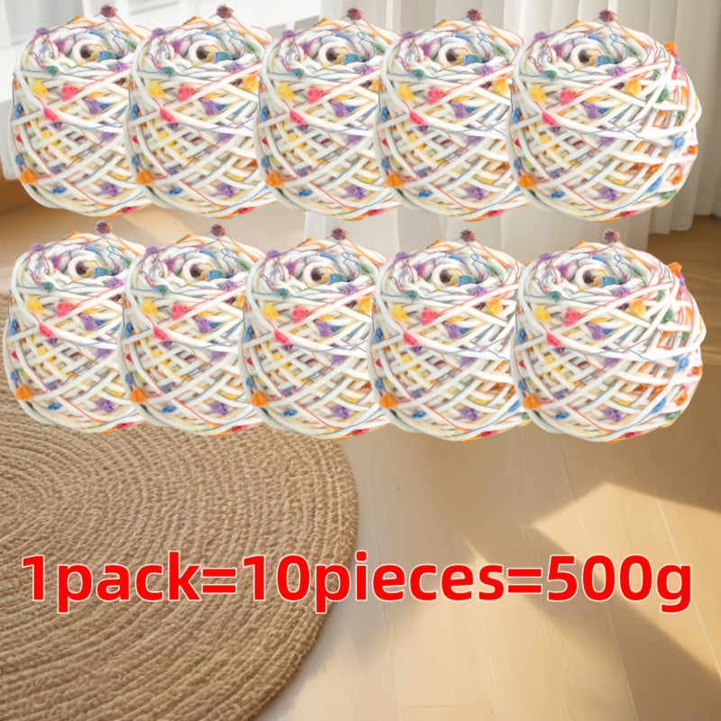 1-Pack Pastel Rainbow Candy-like Yarn - Soft Knitting & Crochet Thread for Sweaters, Blankets, Scarves, Hats - Multipurpose Crafting Fiber with Pink, Yellow, Blue, Green, Orange, White - Ideal for Beginners & Experts - Perfec