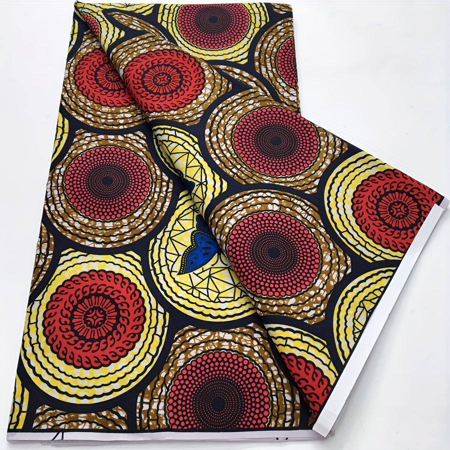 1pc 6Yards African Wax Fabric Newest Design Polyester Nigeria Tissue Batik Wax Fabric for Women Ethnic Dresses Cloth Sewing Materials, Handmade Clothing, Traditional Wear, Cultural Textile, Geometric Pattern, Durable Material