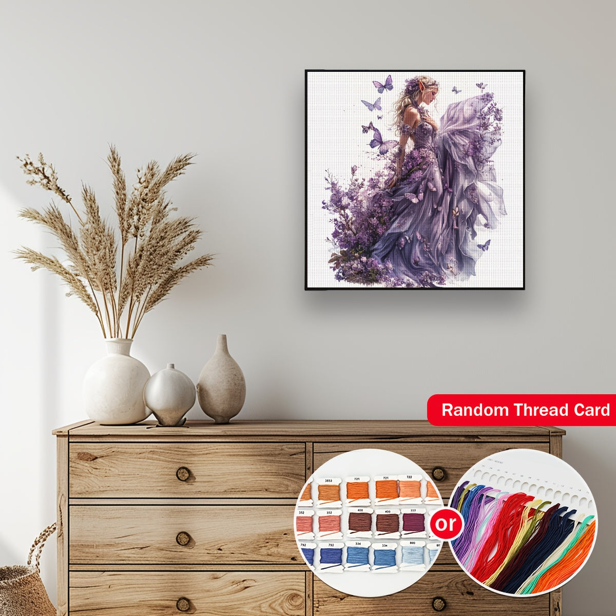 JOZYSH 11CT/14CT Cross Stitch Kit - Enchanted Purple Butterfly Garden Design, Includes Fabric, Threads, Needle, Patterns & Instructions, Perfect for Beginners, All-Season Wall Decor, Adult Relaxation Craft, Butterfly Garden A