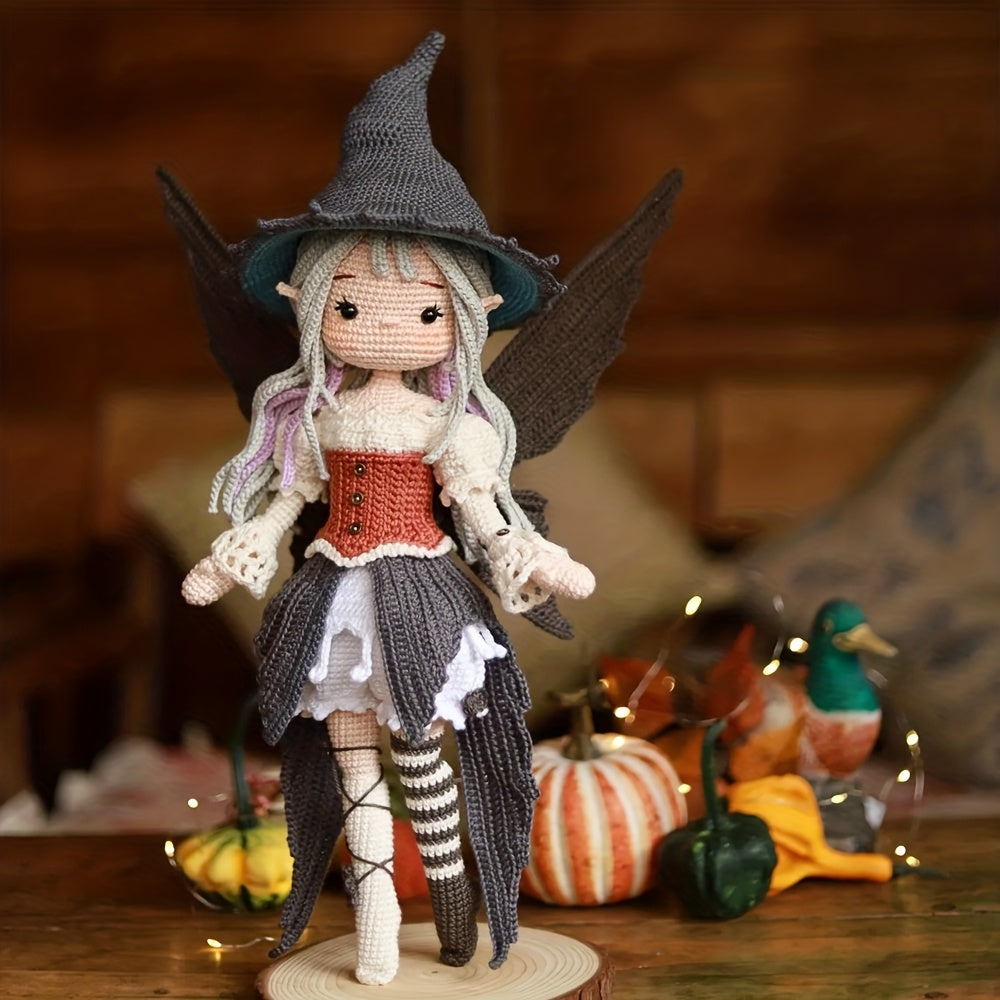 Halloween Witch Fairy Crochet Doll Pattern - Complete Craft Set with Yarn & Hooks, Step-by-Step Tutorials for Adults, Magical Handmade Doll with Expressive Eyes &, Delicate Wings, Perfect For Halloween, Wedding, Valentine's/m