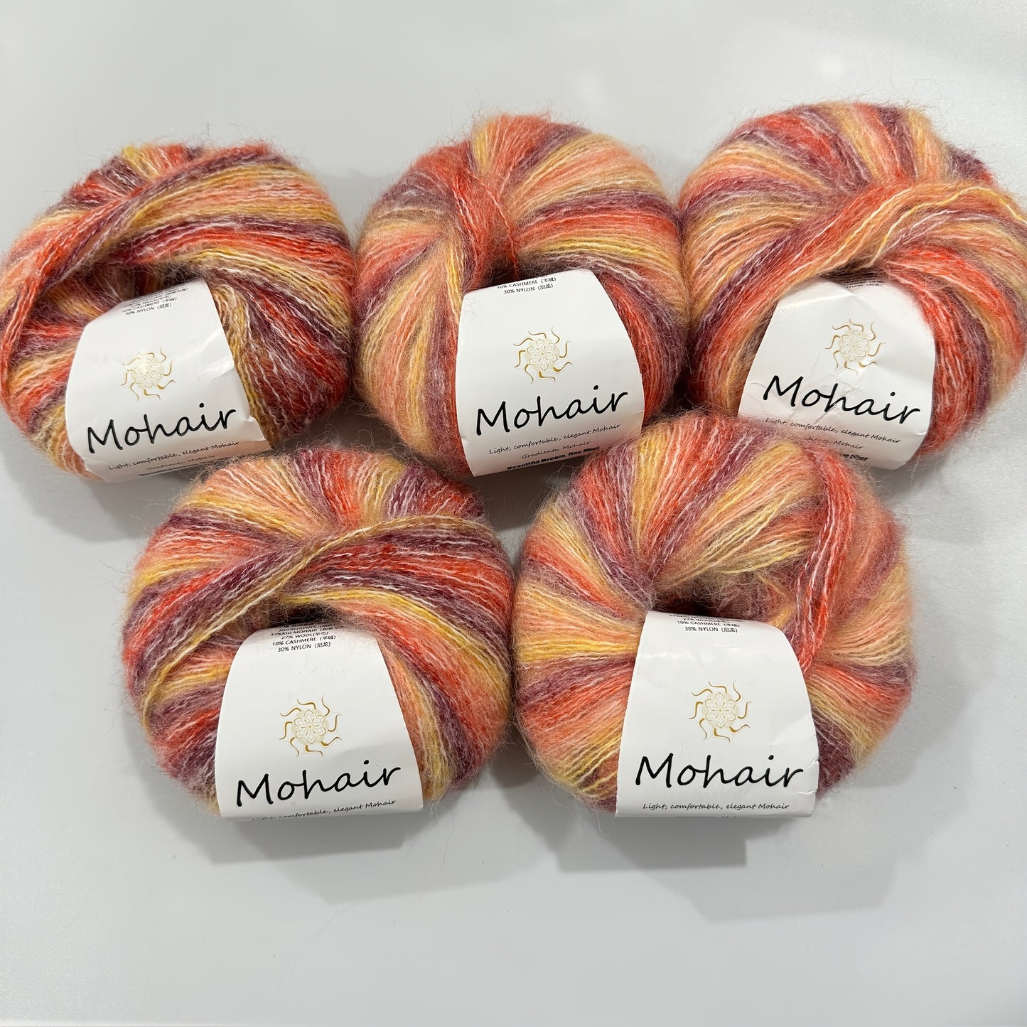 5pcs of Gradient Dyed Yarn, Hand-Woven in Candy Colors, Ultra-Soft Long Pile with Shiny Threads, Suitable for DIY Crochet, Knitting Scarves And Sweaters.