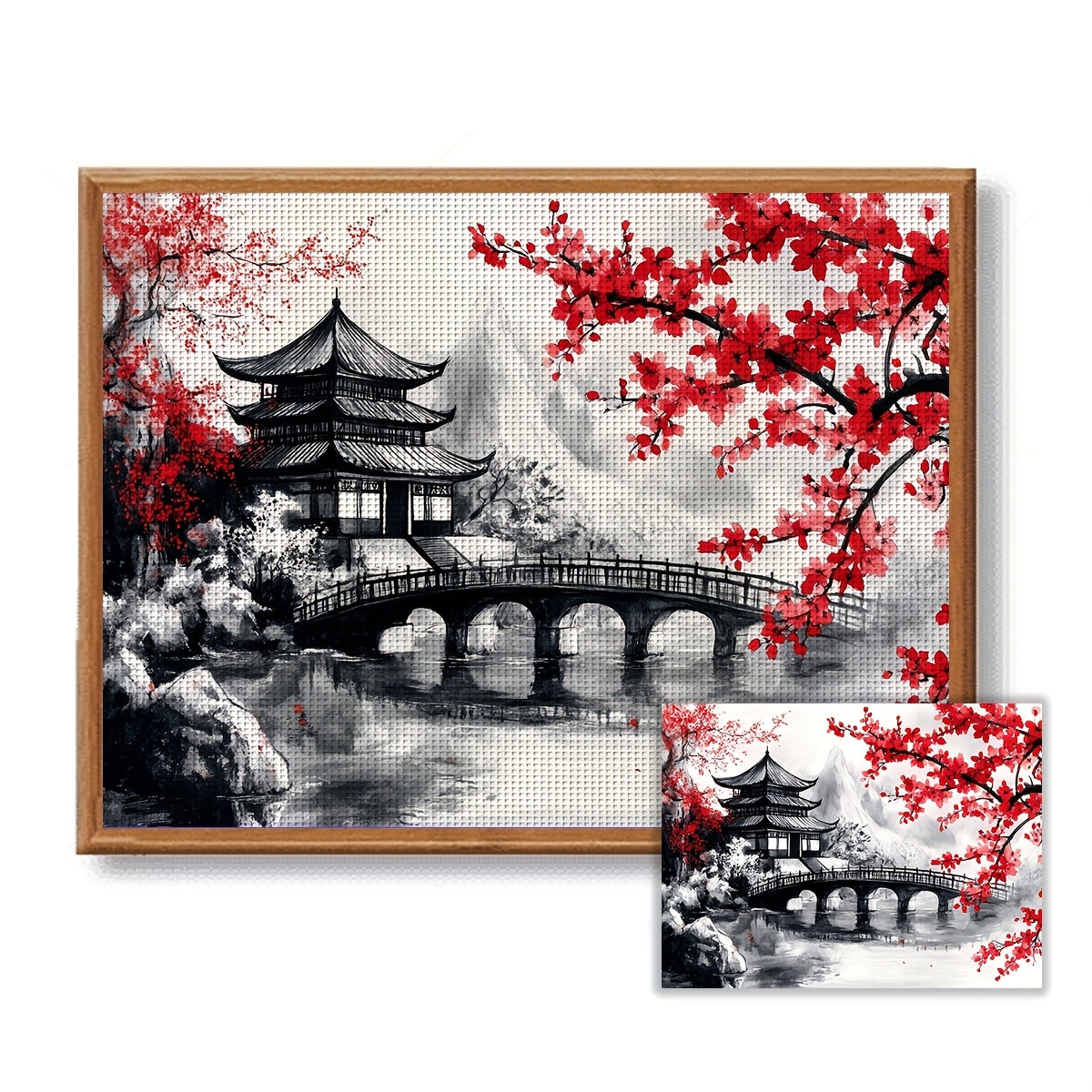 ZUOANLF 1 Set - [30*40cm/11.8*15.7in][40*50cm/15.7*19.7in]Unframed 11CT/14CT Embroidery Fabric Cross Stitch DIY Kit, Includes Printed Fabric, Needles, Threads, Patterns & Ins