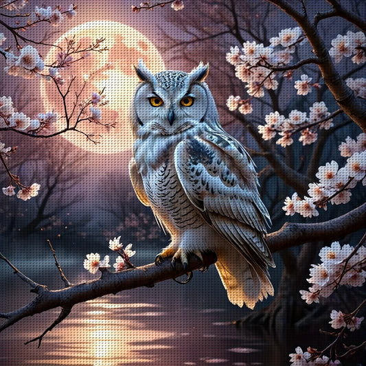 ZUOANLF 1set 40x40cm/15. 7x15. 7Inch DIY Cross Stitch Kit Frameless, Beautiful owl, stamped cross stitch kits, Embroidery Set for Home Decor, Includes Patterned Fabric & Threads, Perfect for Living Room Entrance or Bedroom De