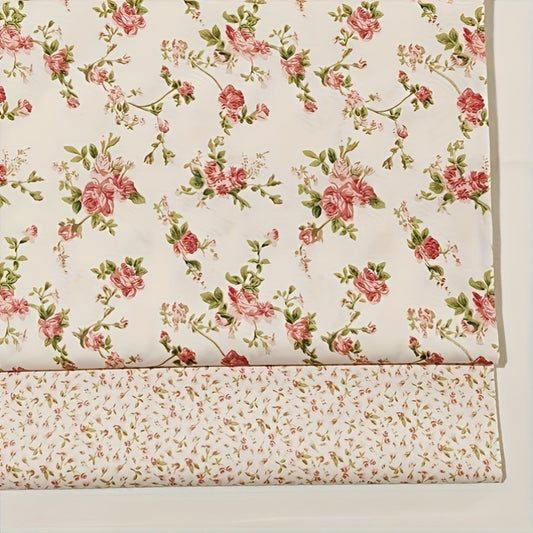 1pc Red Floral Print 100% Cotton Precut - Soft, Breathable & Durable Craft Material for DIY Sewing, Quilting, Doll Clothes, Upholstery & Patchwork - Machine Washable, Sewing Supplies Accessories