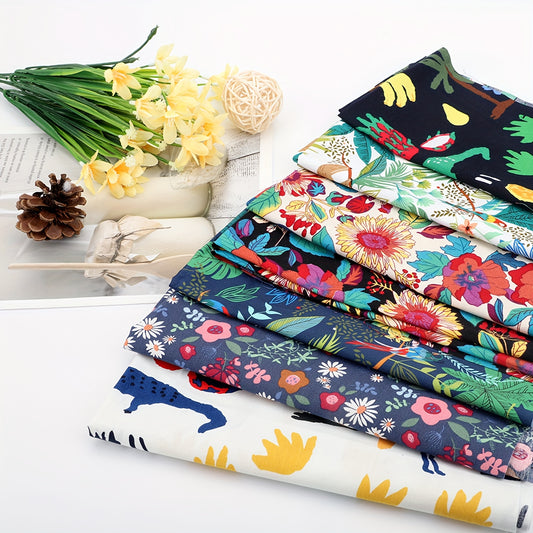 7pcs 19.8 x 19.8 Inch Vintage Floral Cotton Fabric, Patchwork Fat Quarters Bundles, for Craft Sewing, Clothing Accessory, Party Favors & Party Packs, Sewing Supplies