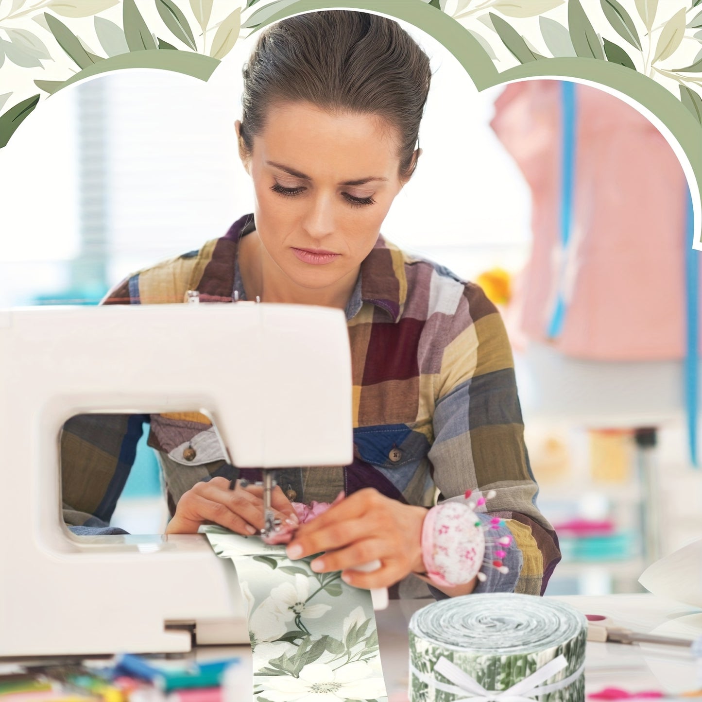 80pcs Lavender Green Retro Floral Jelly Roll Fabric - Pre-Cut 2.56" Squares with Muted Mint, Sage, Beige & Patterns - DIY Quilting, Scrapbooking, Christmas Crafts - Vintage Patchwork Material (No-Sew Jumbo Strip Design), Ribb