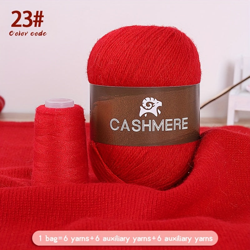 6Pairs Cashmere 100. Yarn, Soft Warm Yarn for DIY Crocheting And Knitting Hat, Scarf Total 300G+120G