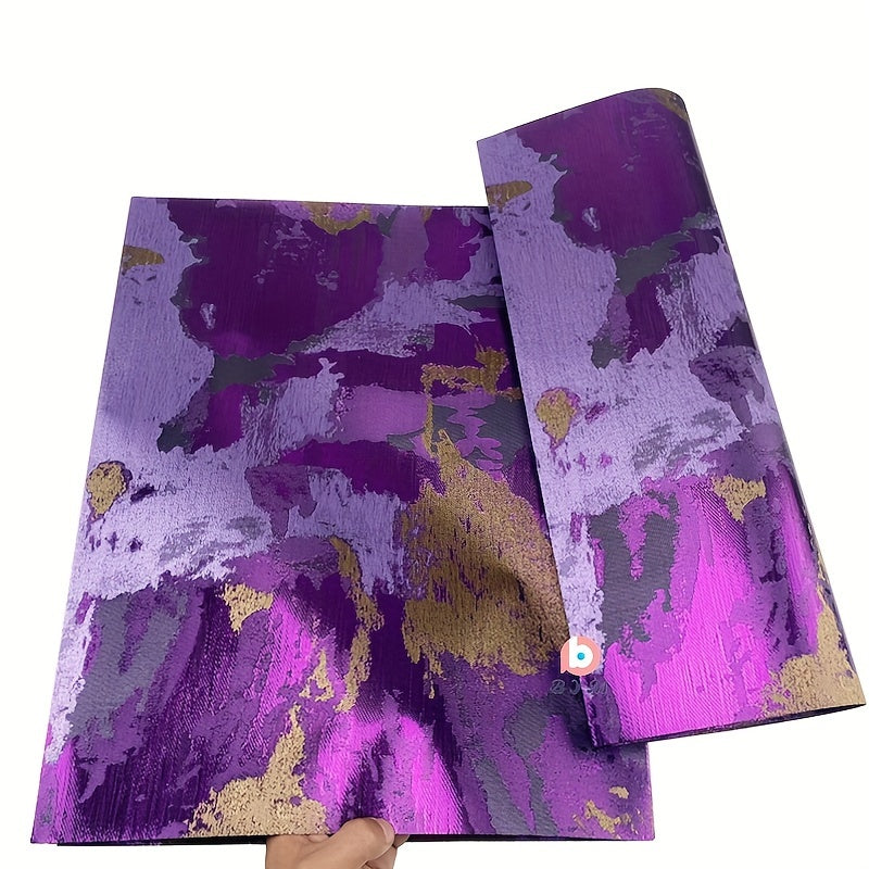 Luxury 3D Swiss GELE Gandmaster African Multi Sego Headtie Wrapper - 2pcs, Dark Blue & Golden Abstract Pattern, Handmade Polyester Fabric for Weddings & ASO EBI