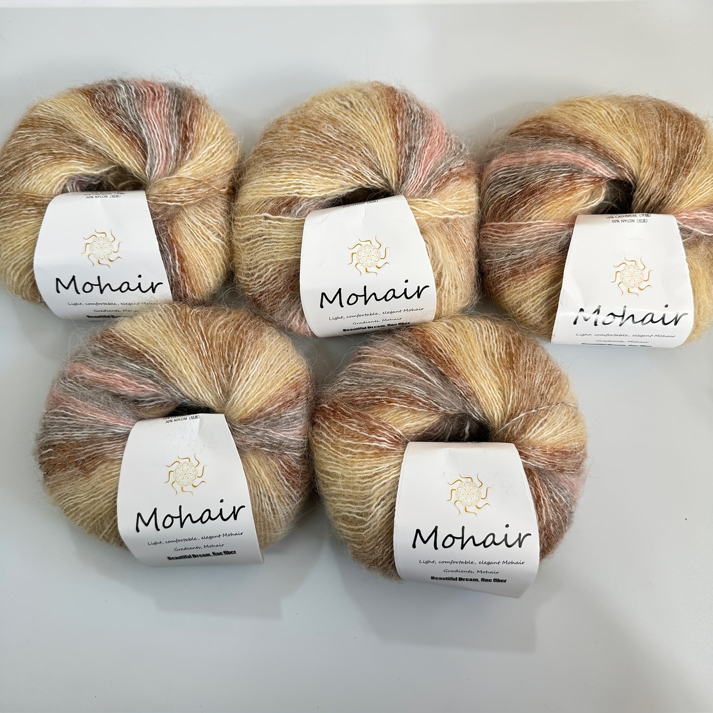 5pcs of Gradient Dyed Yarn, Hand-Woven in Candy Colors, Ultra-Soft Long Pile with Shiny Threads, Suitable for DIY Crochet, Knitting Scarves And Sweaters.