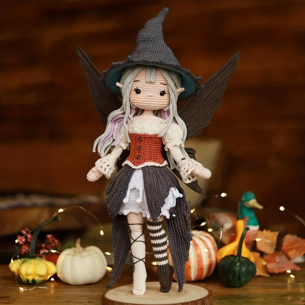 Halloween Witch Fairy Crochet Doll Pattern - Complete Craft Set with Yarn & Hooks, Step-by-Step Tutorials for Adults, Magical Handmade Doll with Expressive Eyes &, Delicate Wings, Perfect For Halloween, Wedding, Valentine's/m