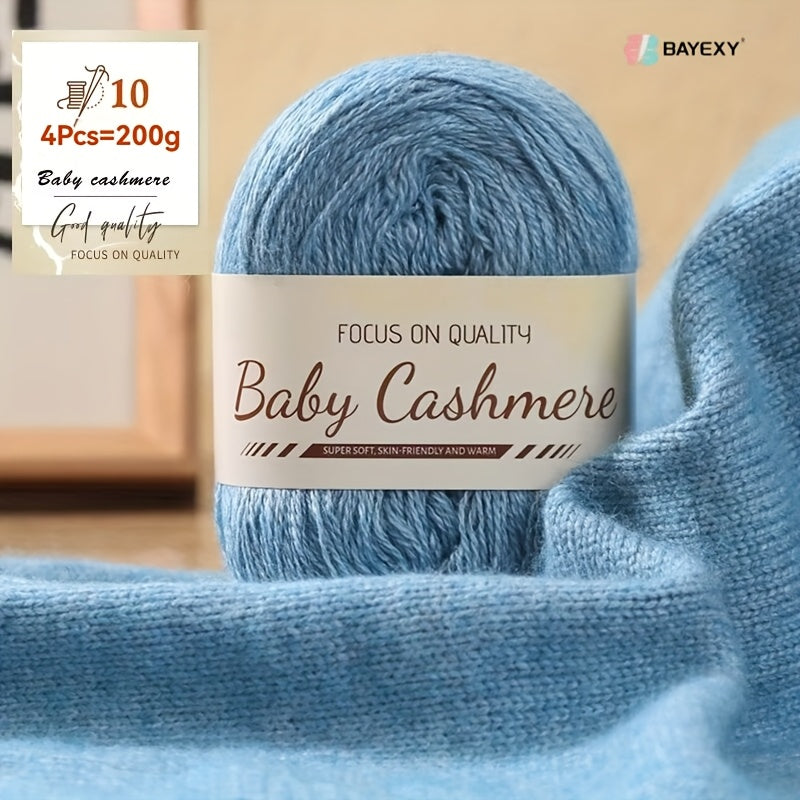 4pcs 200g Luxury Cashmere Yarn | Suitable for Hand Knitting Sweaters, Scarves, and Shawls - Soft, Warm, Multicolored Wool by BAYEXY