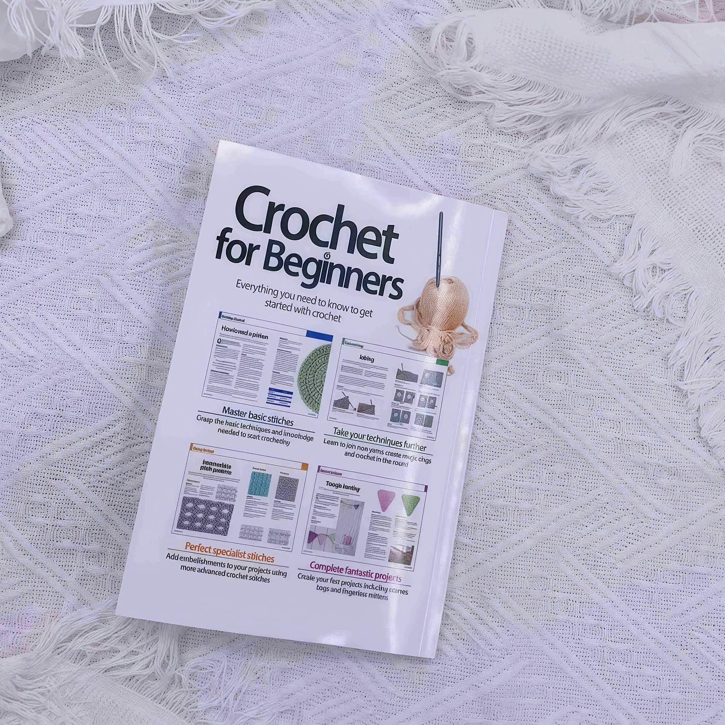 Beginner'S Crochet Starter Kit with 5 Wooden Hooks & Needlework Tutorial Book - Includes Colorful Crochet Projects, Stitching Guide, and Practice Notebook for Easy Learning, Crochet Supplies, Crafting Essentials, Practical De