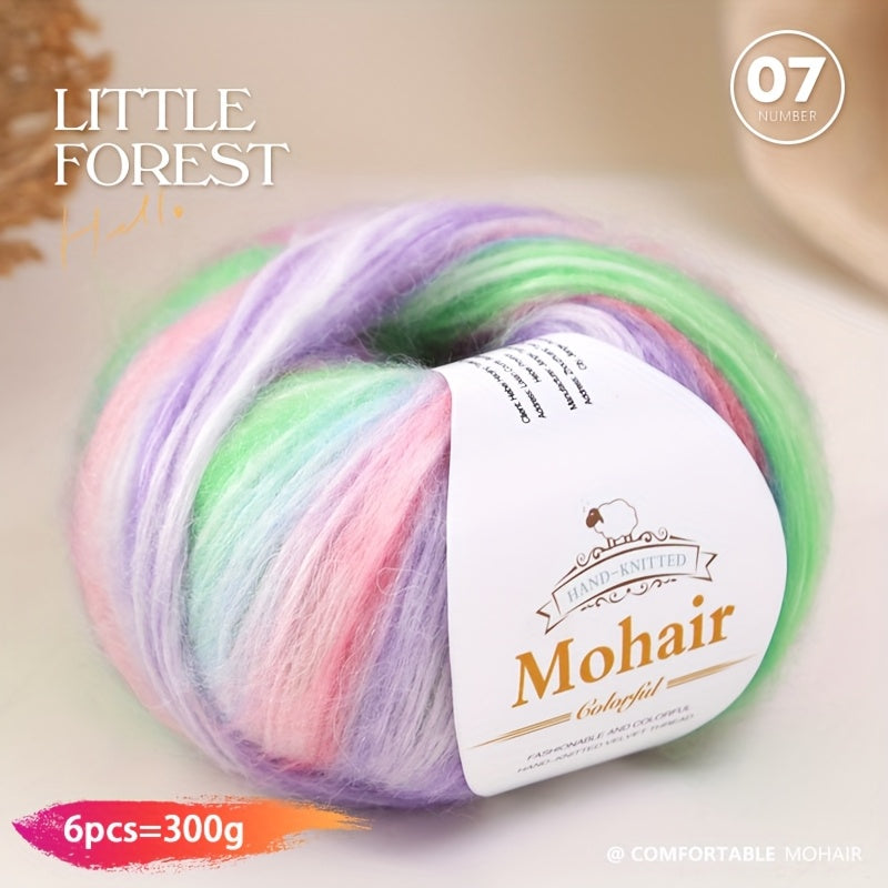 1 large bag = 6 skeins of yarn, rainbow gradient colors available. Suitable for DIY crafting materials such as knitting tops, pants, scarves, gloves, and other handmade items. Composition: 90% polyester, 10% wool